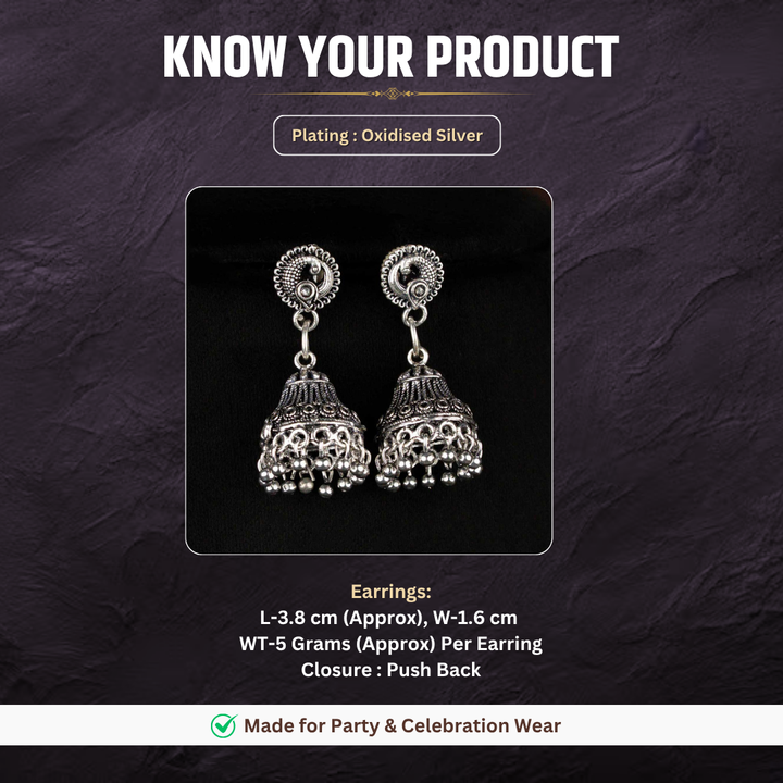 Oxidised earrings measurement image - Sasitrends