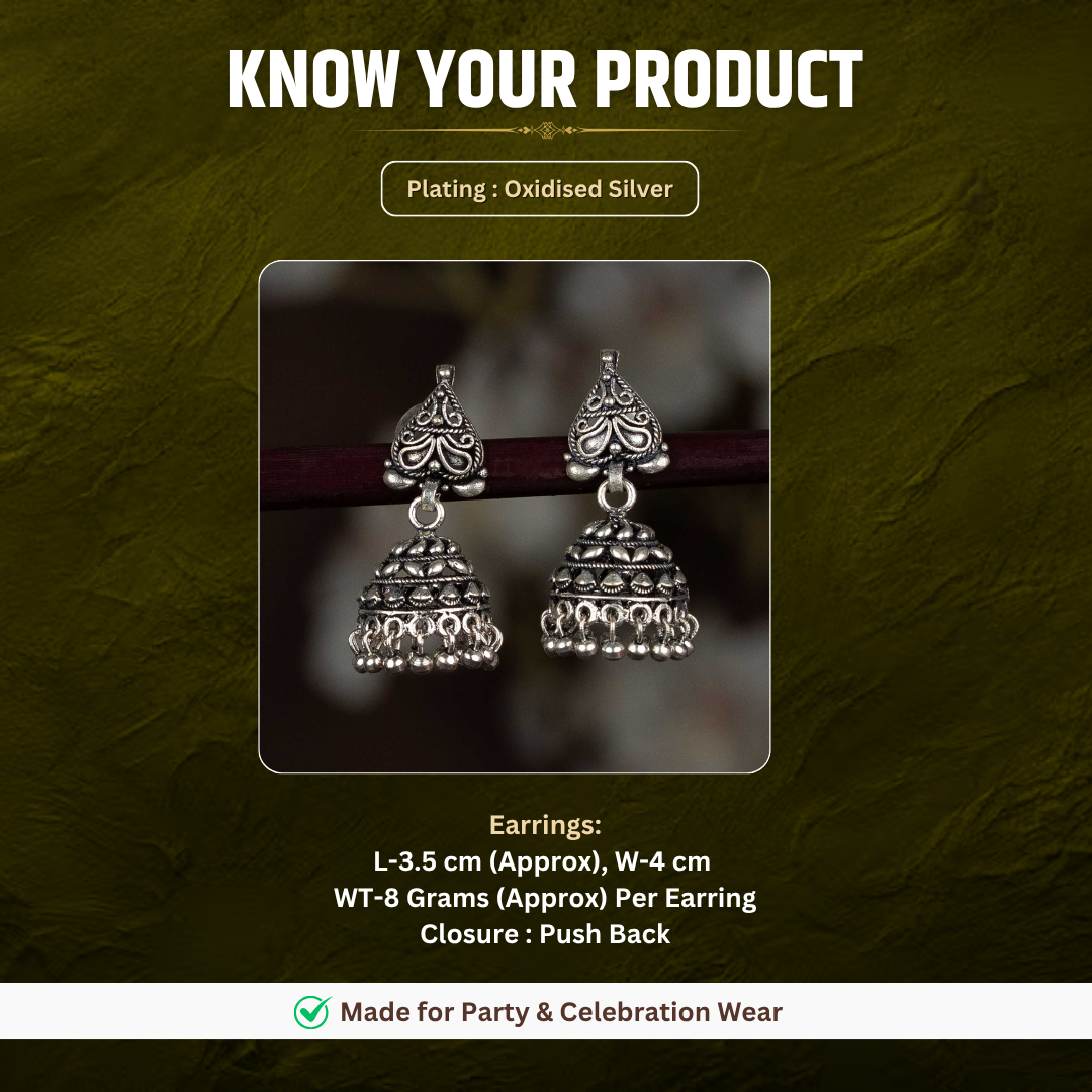 Oxidised earrings measurement image - Sasitrends