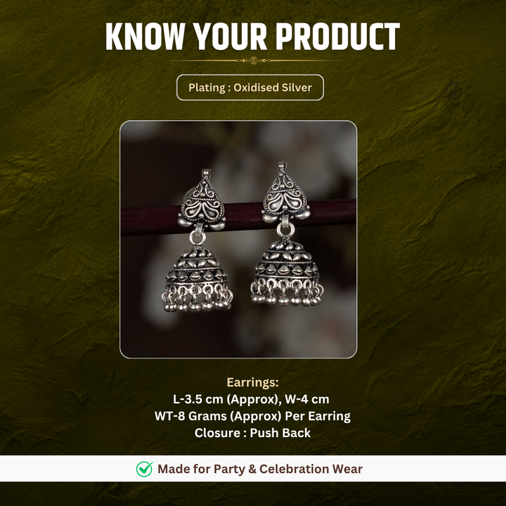 Oxidised earrings measurement image - Sasitrends