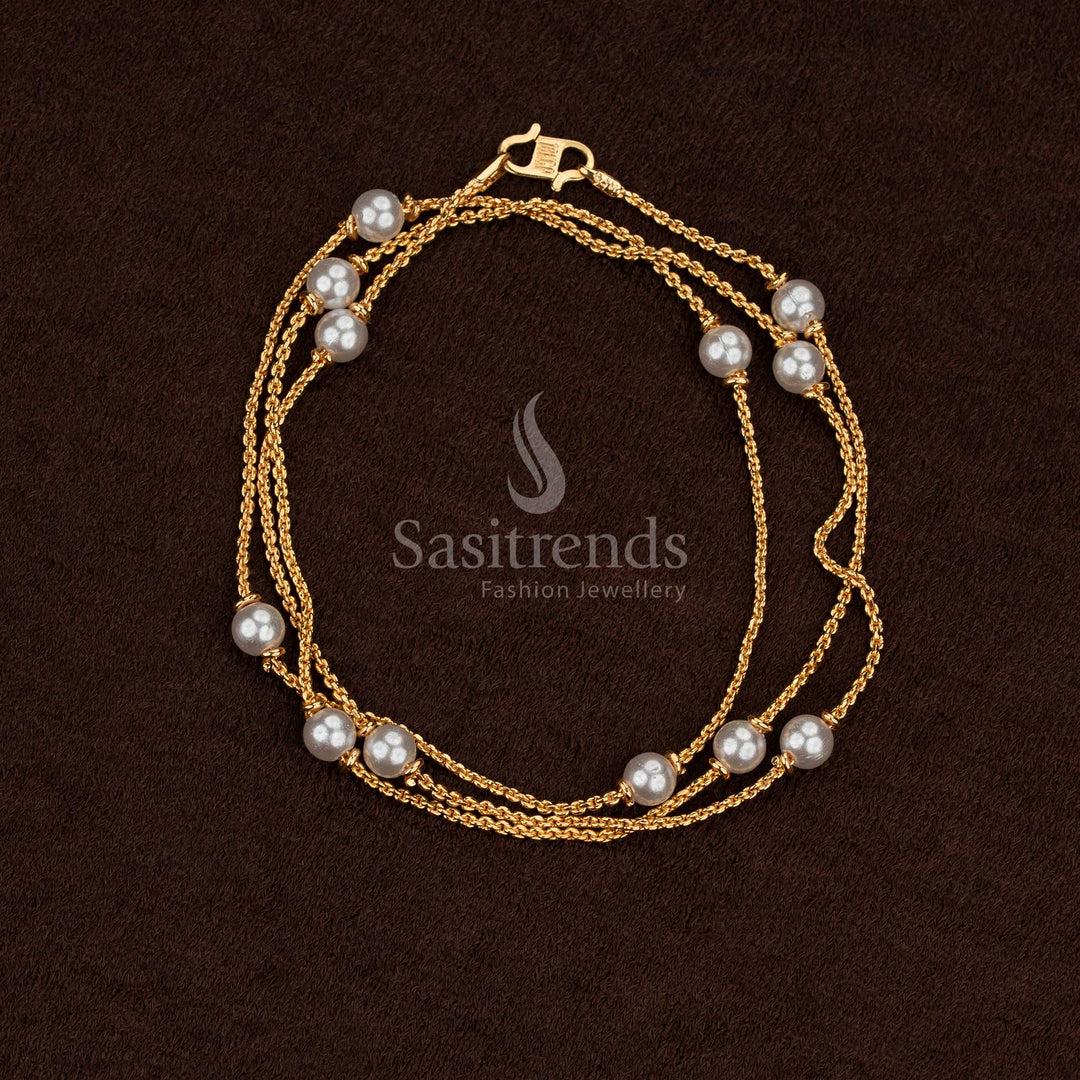 Guaranteed micro gold plated pearl chain necklace, one gram, looks like 24 carat pure gold – Sasitrends