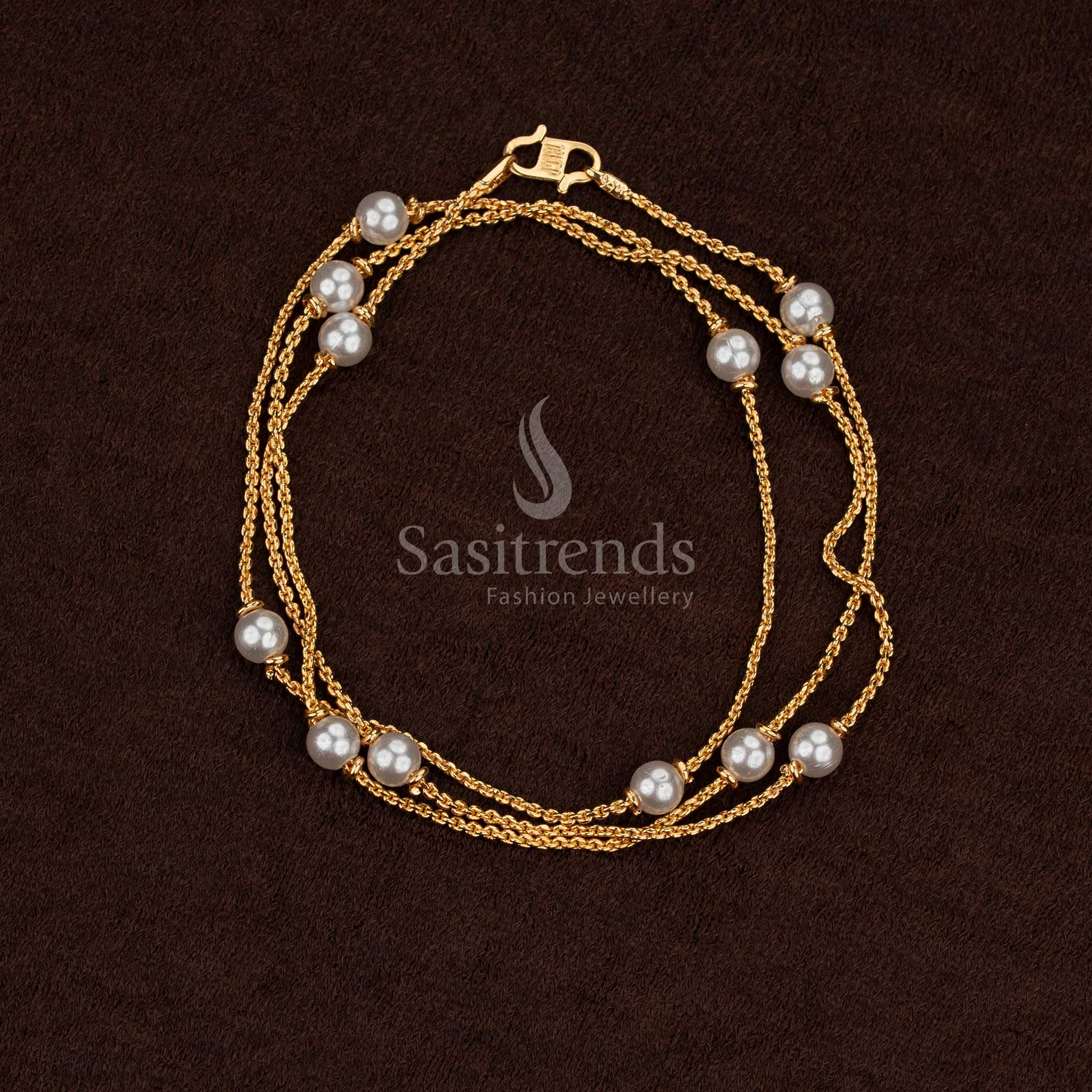 Guaranteed micro gold plated pearl chain necklace, one gram, looks like 24 carat pure gold – Sasitrends