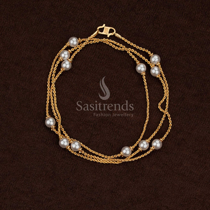 Guaranteed micro gold plated pearl chain necklace, one gram, looks like 24 carat pure gold – Sasitrends