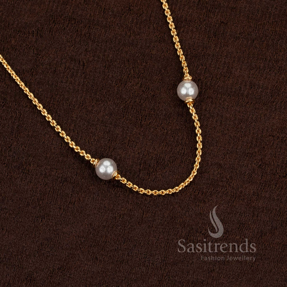 Lightweight one gram pearl chain with micro gold plating for festive, wedding, and casual wear – Sasitrends