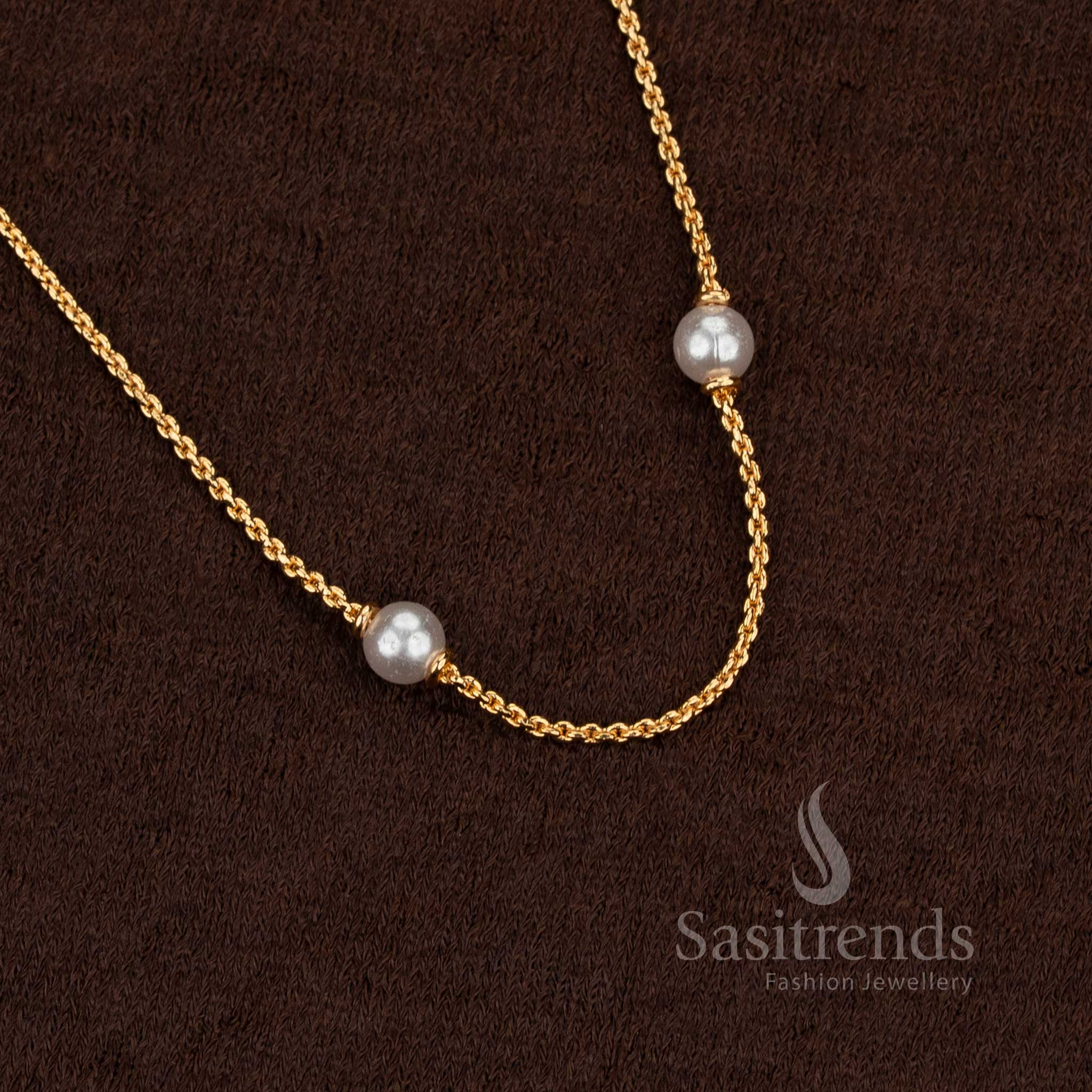 Lightweight one gram pearl chain with micro gold plating for festive, wedding, and casual wear – Sasitrends