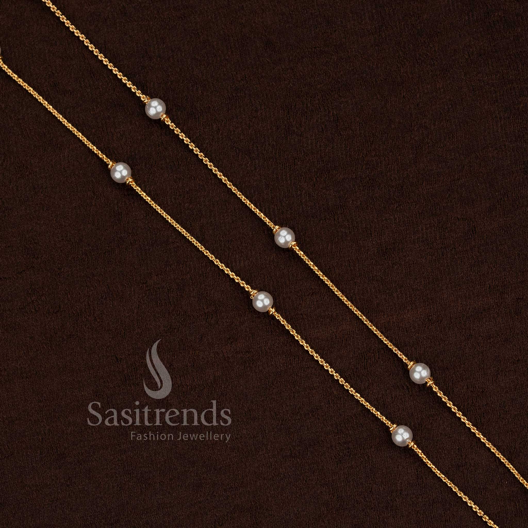 Lightweight one gram pearl chain with micro gold plating for festive, wedding, and casual wear – Sasitrends