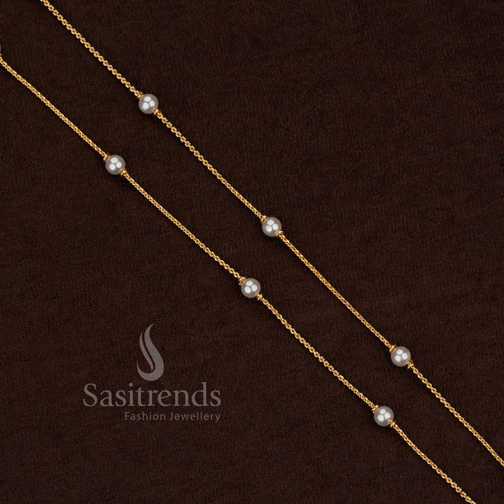 Lightweight one gram pearl chain with micro gold plating for festive, wedding, and casual wear – Sasitrends