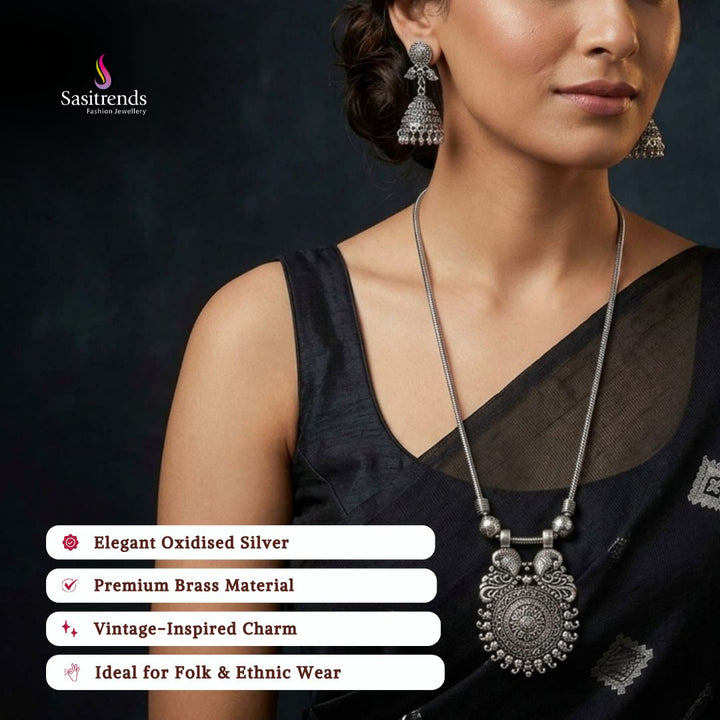 Oxidised jewellery set model image - Sasitrends