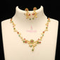 Elegant Party wear American Diamond Gold Plated Floral Necklace Jewellery Set - Sasitrends