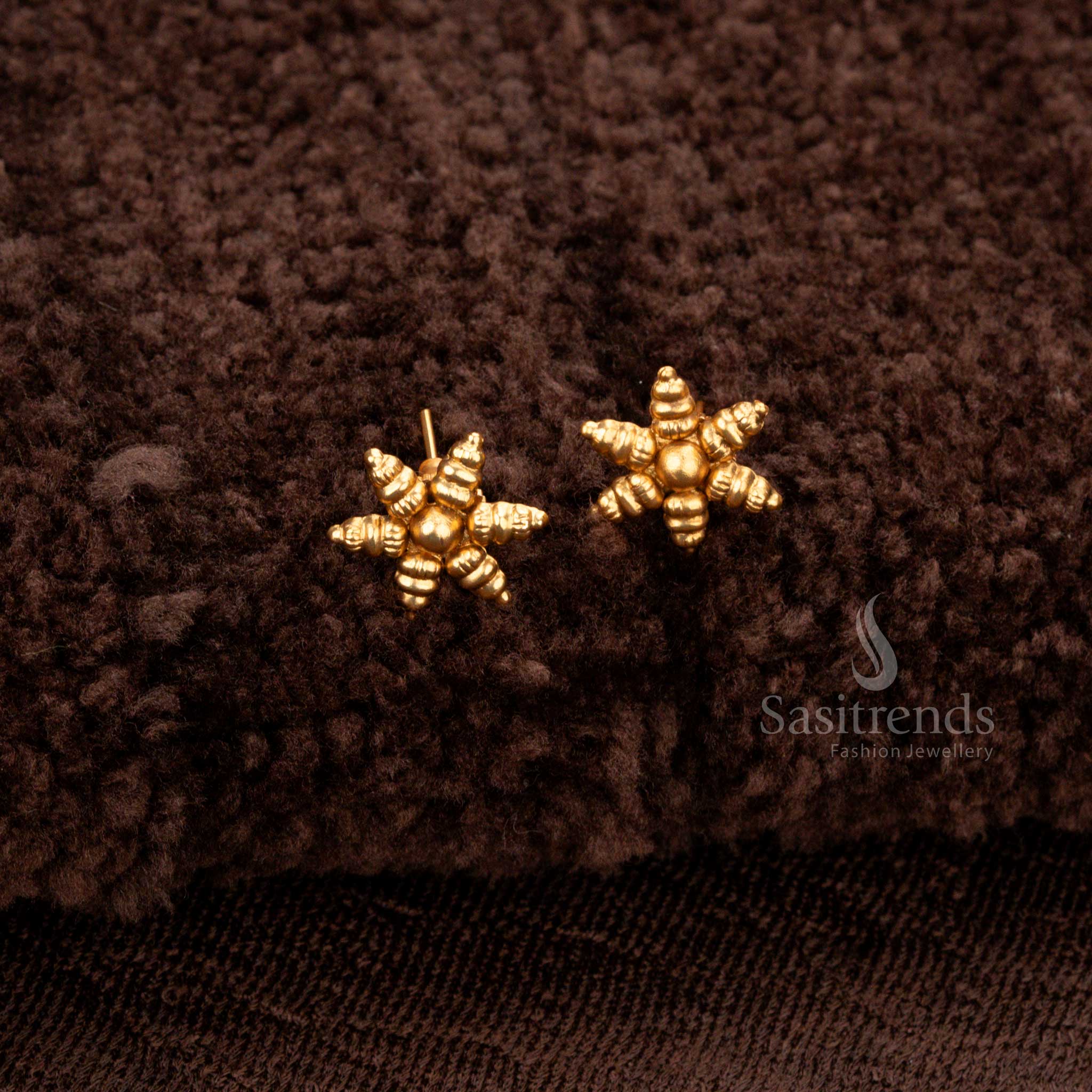 Regal matte gold plated Earrings jewellery featuring intricate dangling motifs perfect for traditional festivals and special occasions - Sasitrends