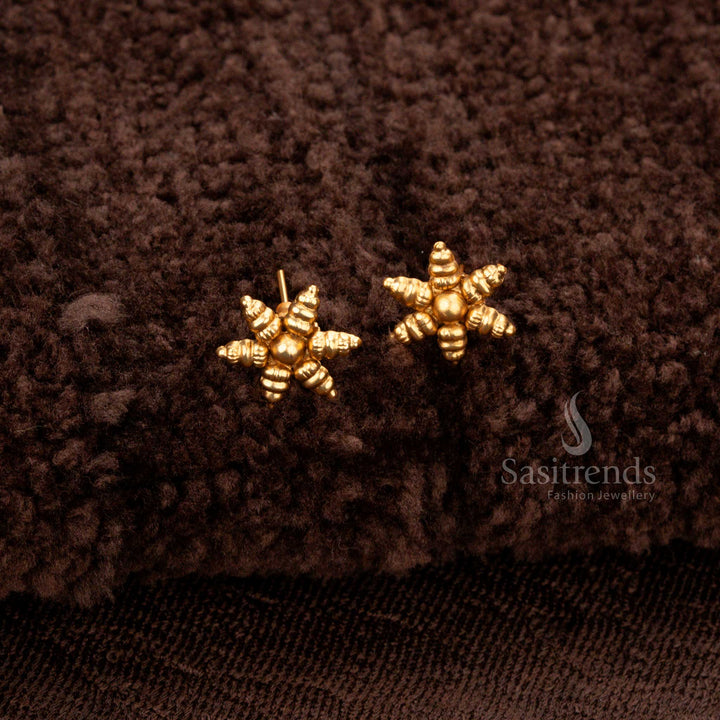 Regal matte gold plated Earrings jewellery featuring intricate dangling motifs perfect for traditional festivals and special occasions - Sasitrends