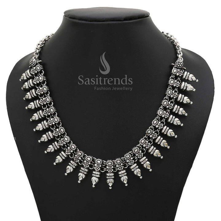Sasitrends Kolhapuri Oxidised German Silver Necklace For Women And Girls