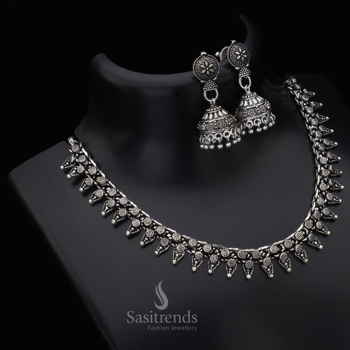 Sasitrends Taruni Oxidised Choker Jewellery Set with Jhumka  for Women and Girls