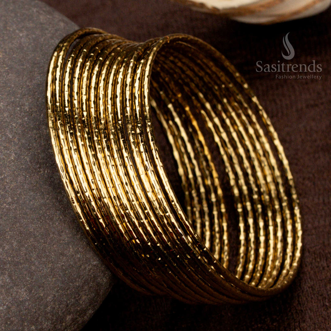 Elegant Oxidised Antique Bangles for Temple & Ethnic Wear – 12 Pcs - Sasitrends