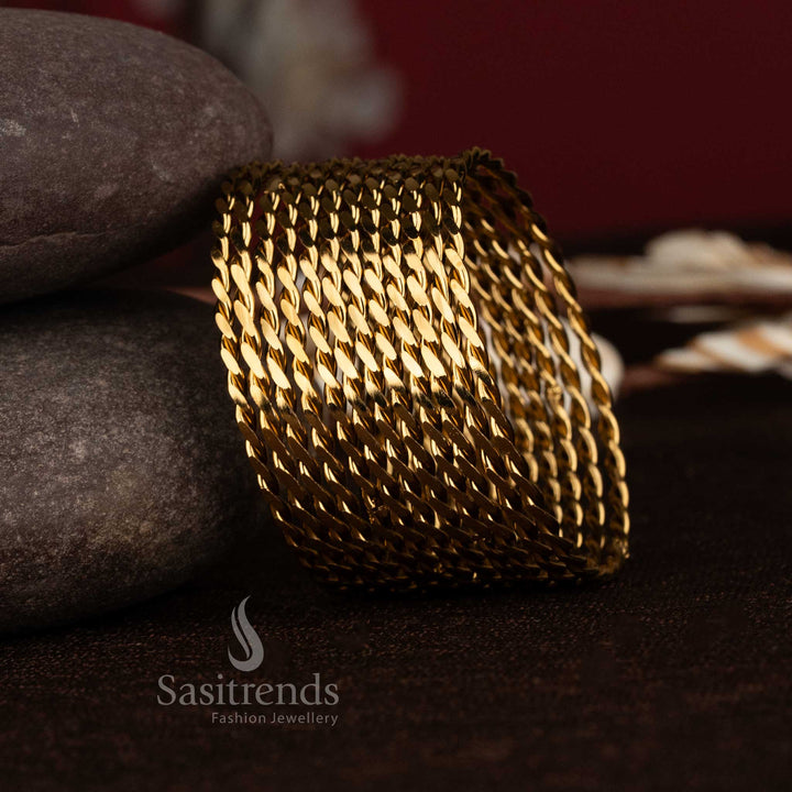 Stunning traditional oxidised antique gold plated mesh bangles for women sasitrends
