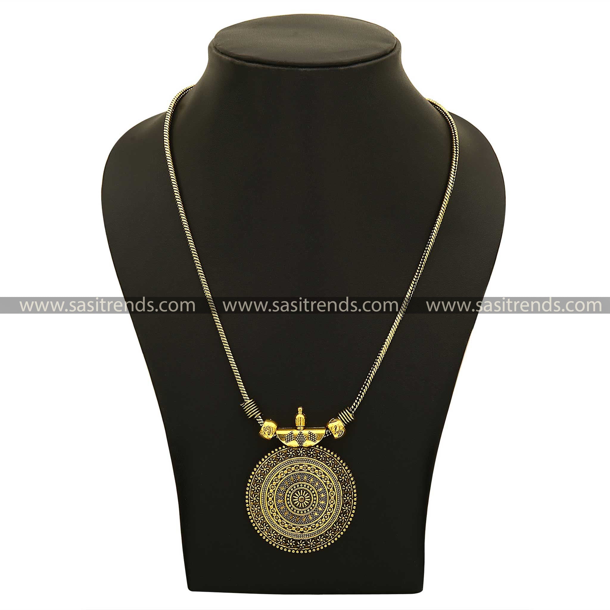 Subtle and Refined Oxidised Antique Gold Chakra Necklace Online Shopping