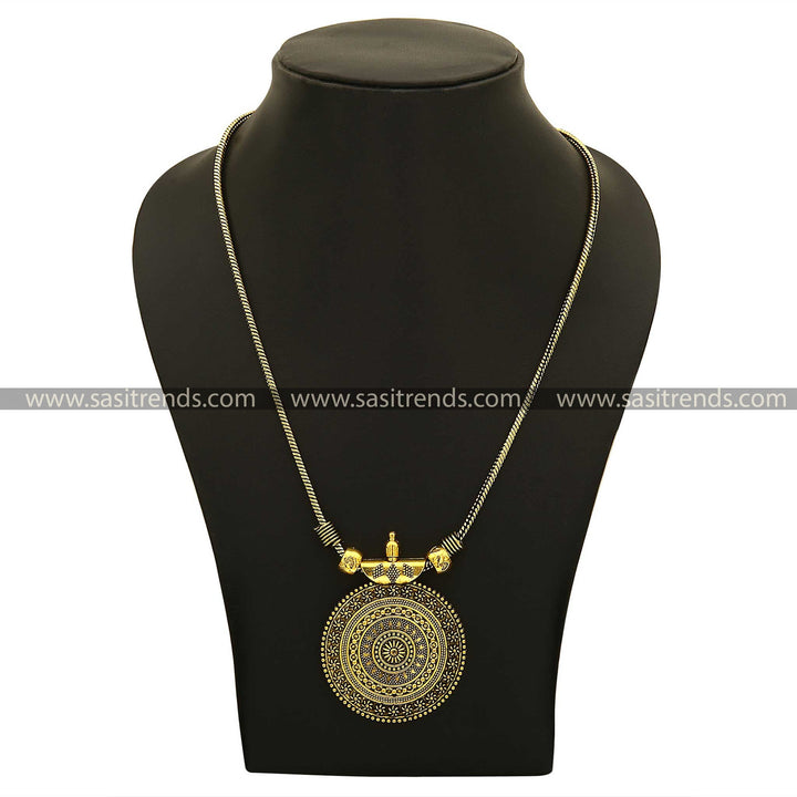 Subtle and Refined Oxidised Antique Gold Chakra Necklace Online Shopping