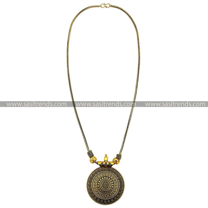 Roopasi Antique Gold Necklace with Small Chakra Pendant sasitrends online shopping