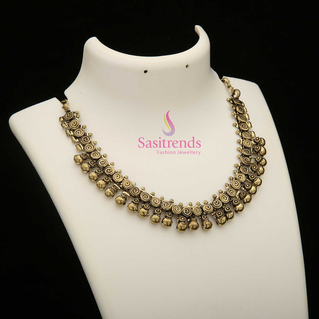 Taralini Ball Necklace in Antique Gold Tone – A Stylish Pick for Office Wear and Daily Casual Dressing – Sasitrends
