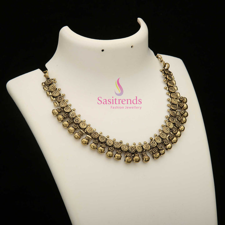 Sasitrends - Taralini Oxidised Ball Necklace in Silver and Antique Gold