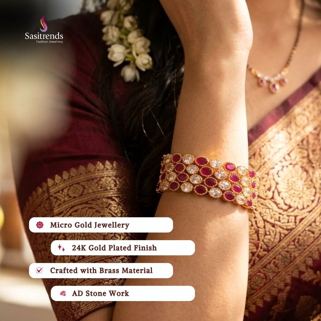 Guaranteed Micro gold plated AD stone bangles model image - Sasitrends