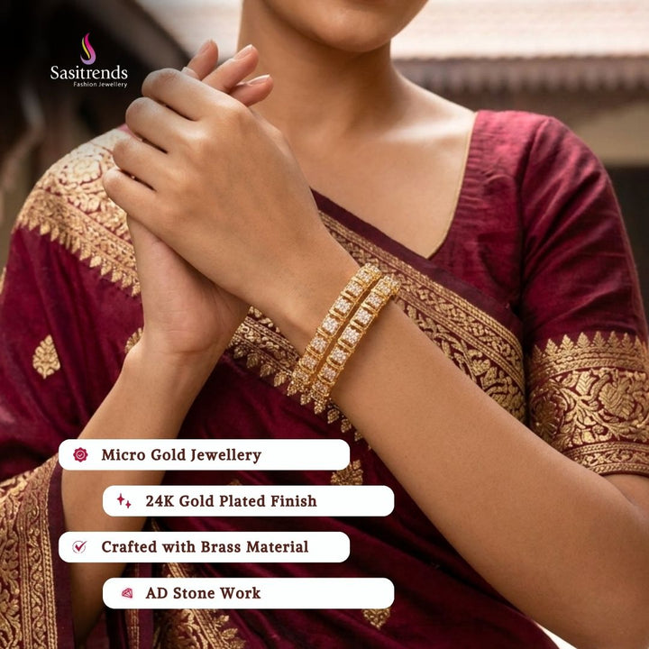 Guaranteed Micro gold plated AD stone bangles model image - Sasitrends