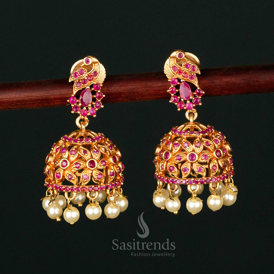 Micro Gold Plated Earrings Ruby Color - Sasitrends
