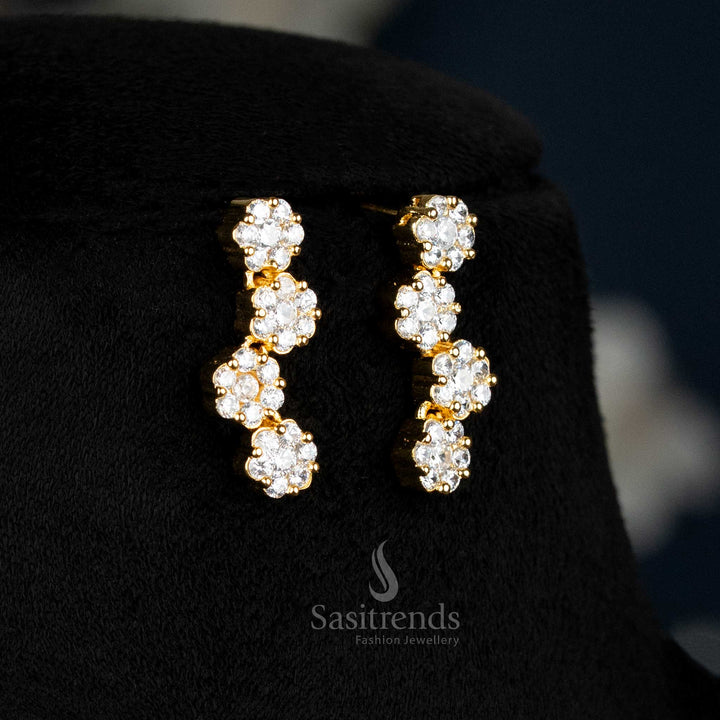 American Diamond floral necklace set with earrings - Sasitrends