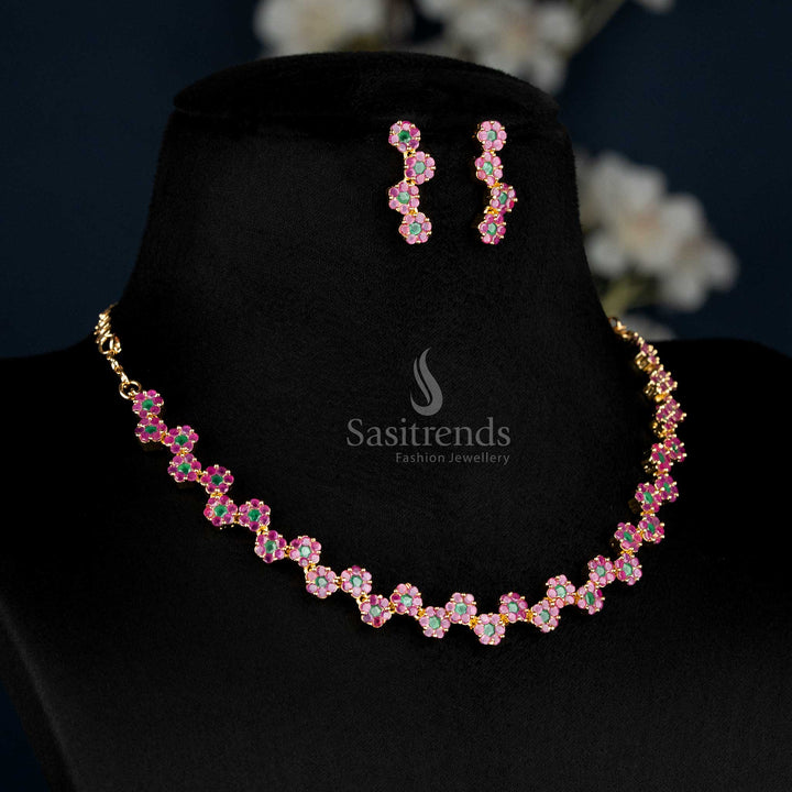Stunning American Diamond Stone Necklace Set for Women and Girls - Sasitrends