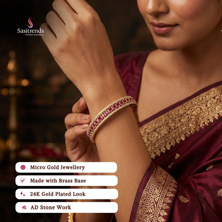 Guaranteed Micro gold plated AD stone bangles model image - Sasitrends