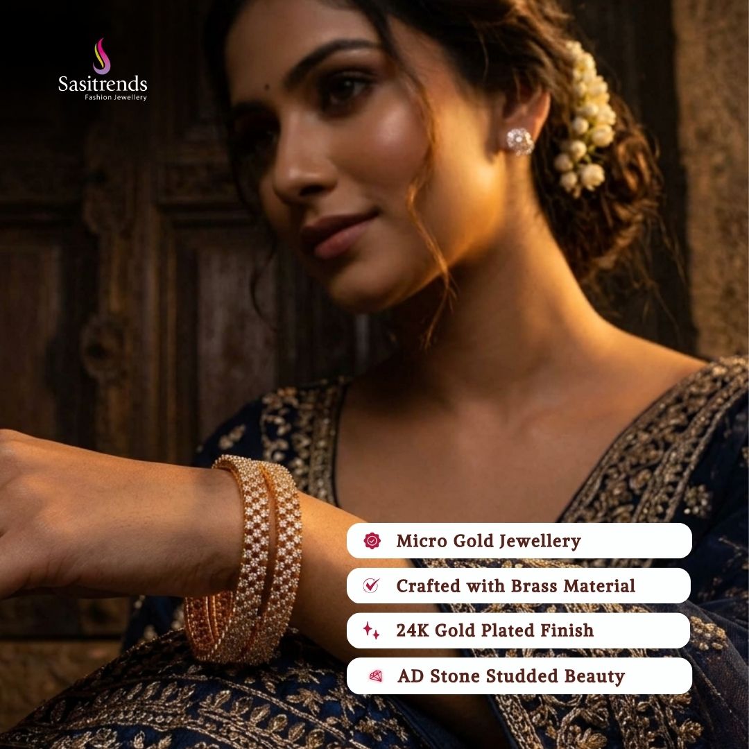 Guaranteed Micro gold plated AD stone bangles model image - Sasitrends