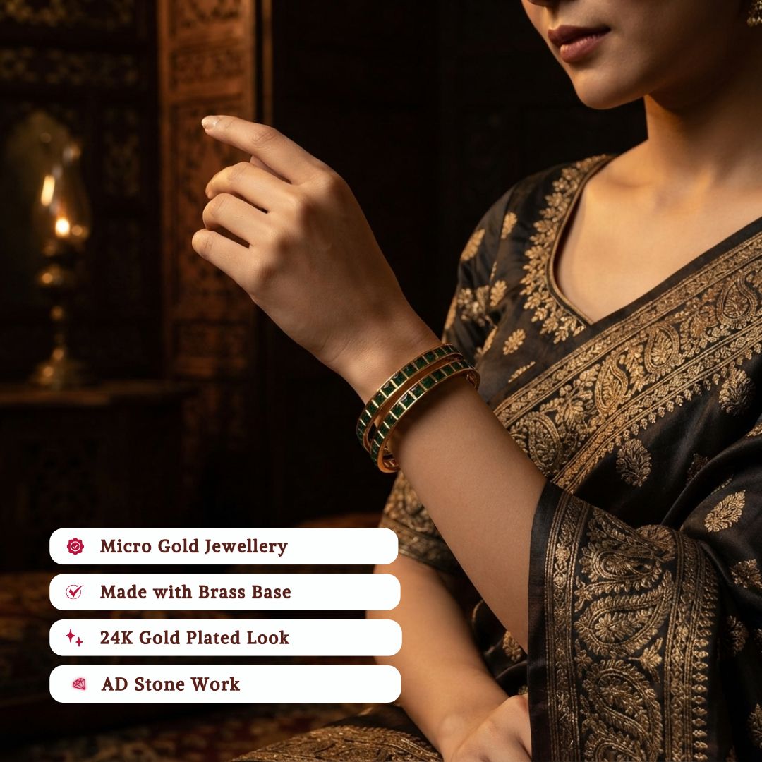 Guaranteed Micro gold plated AD stone bangles model image - Sasitrends