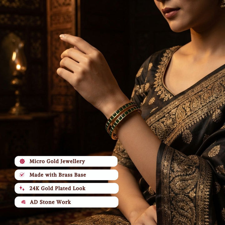 Guaranteed Micro gold plated AD stone bangles model image - Sasitrends