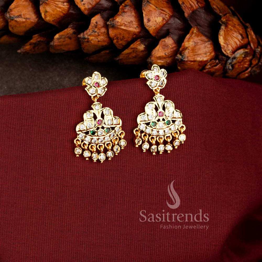 Sasitrends impon micro gold plated floral chandbali dangle earrings  
