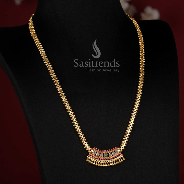 Latest Collection in Micro Gold Plating for Traditional Wear - Tear Drop Stones Pendant Gajiri Necklace
