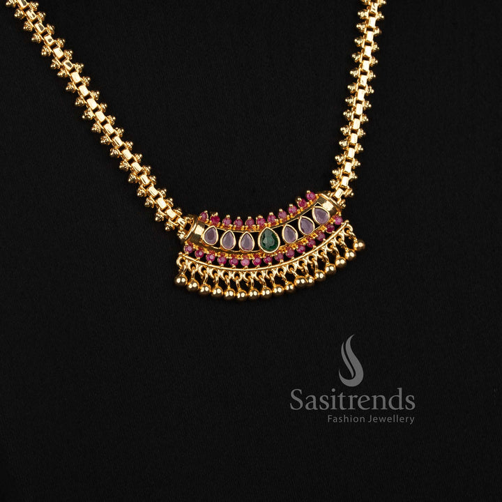 Sasitrends guaranteed one gram micro gold plated Gajiri necklace with teardrop pendant and elegant real gold look