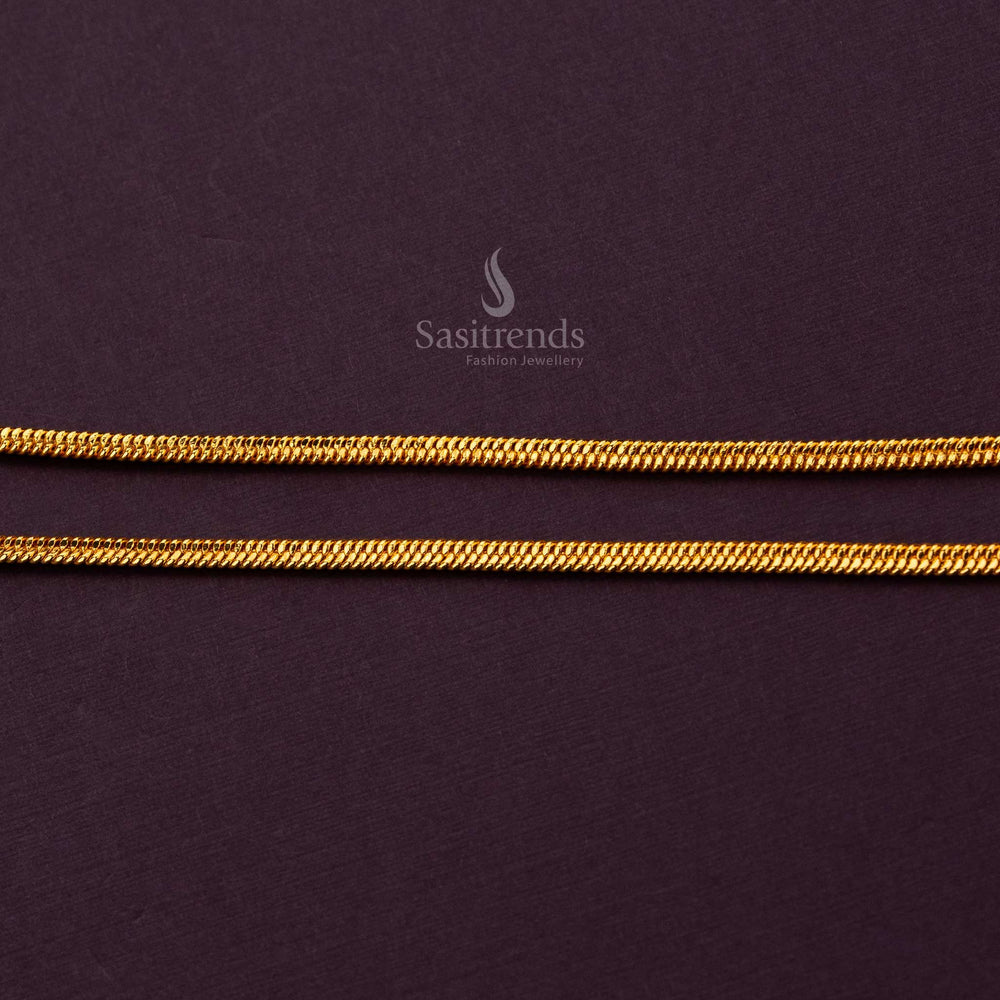 Elegant long 1 gram micro gold anklet, crafted from premium brass with a 24-carat gold finish - Sasitrends