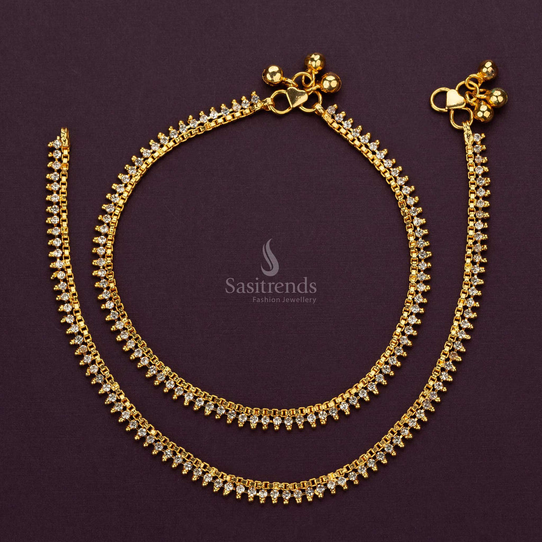 Exquisite Micro Gold Plated Stone Stud Anklets Sasitrends