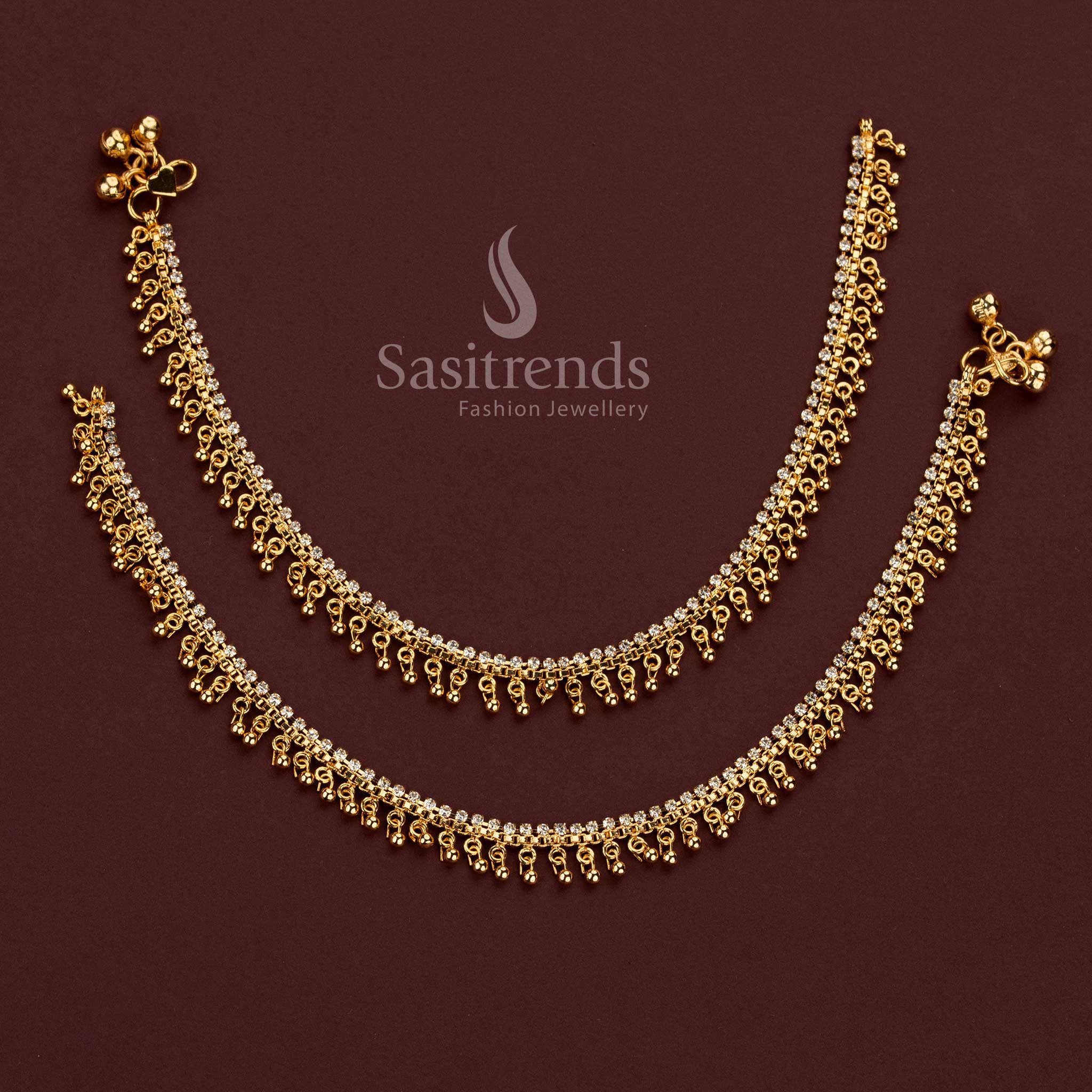 Luxurious anklets designed with rows of sparkling stones - Sasitrends