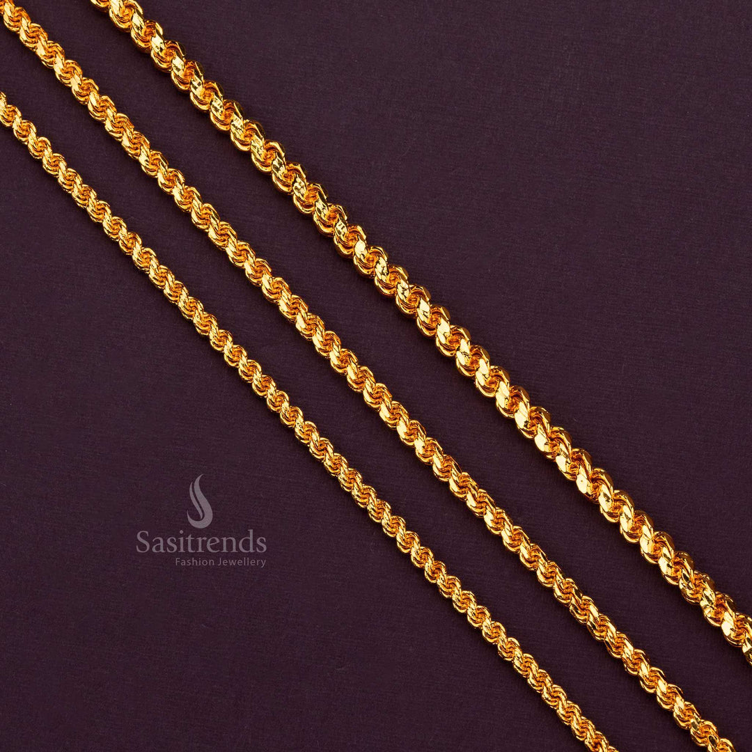 Guaranteed Micro Gold Plated Murukku Chain, Thickness Options Sasitrends