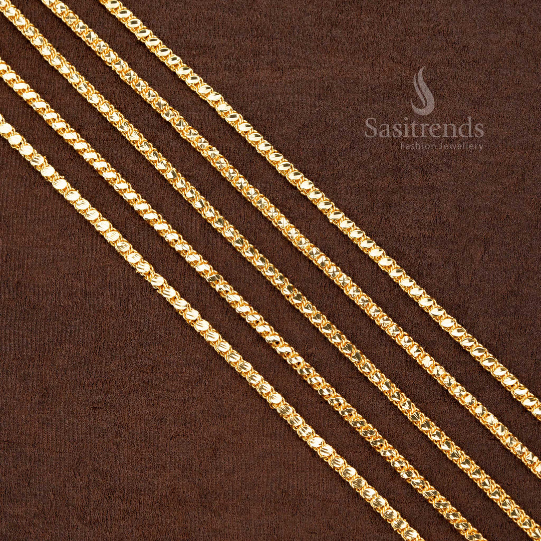 Guaranteed micro gold plated designer chain featuring 4 intricate and unique designs, ideal for traditional and modern occasions - Sasitrends