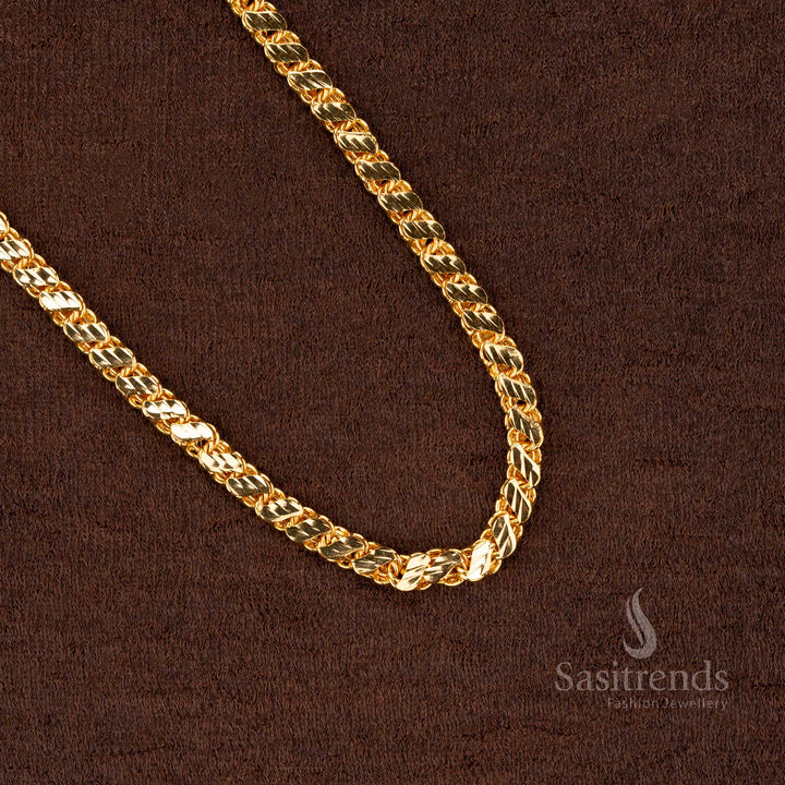 Sleek micro gold plated Thick chain with an S-shaped design, perfect for a modern and stylish look - Sasitrends
