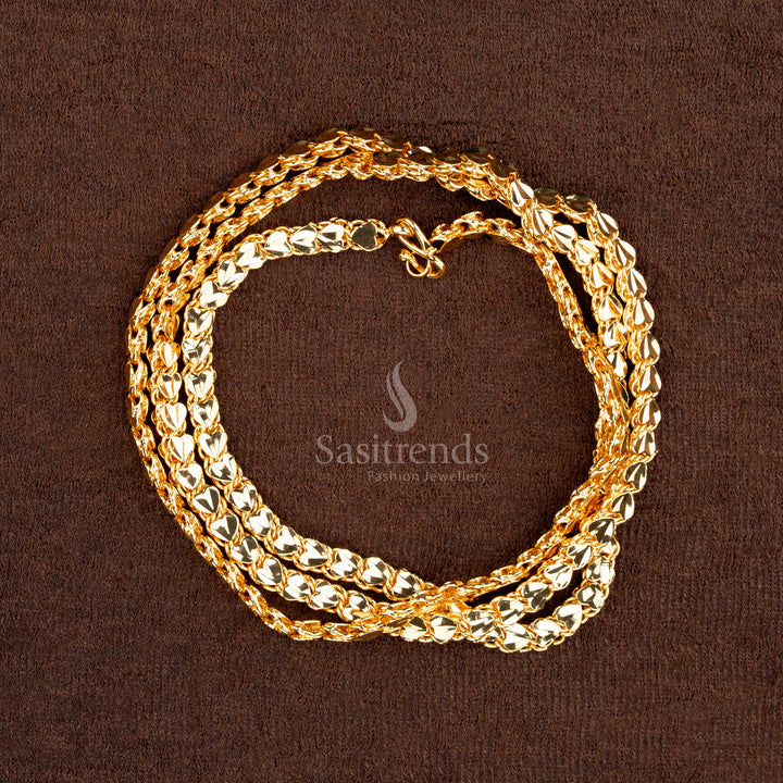 Heart design long micro gold plated chain with lifetime guarantee on plating, crafted for luxury and elegance - Sasitrends