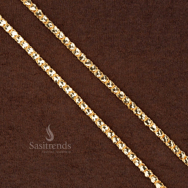 Heart design long micro gold plated chain with lifetime guarantee on plating, crafted for luxury and elegance - Sasitrends