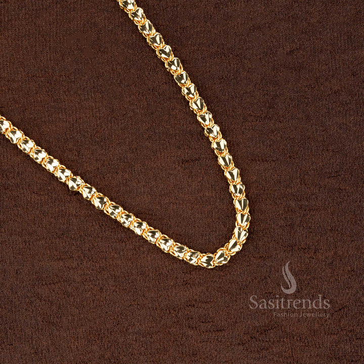 Heart design long micro gold plated chain with lifetime guarantee on plating, crafted for luxury and elegance - Sasitrends