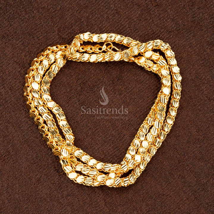 Elegant micro gold plated designer chain with 4 detailed patterns, crafted with guaranteed quality for a luxurious appearance - Sasitrends