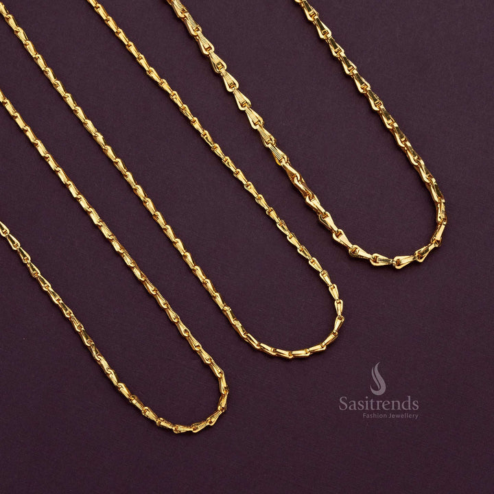 Micro gold plated wheat design chain with a sleek, reflective surface for a refined finish - Sasitrends