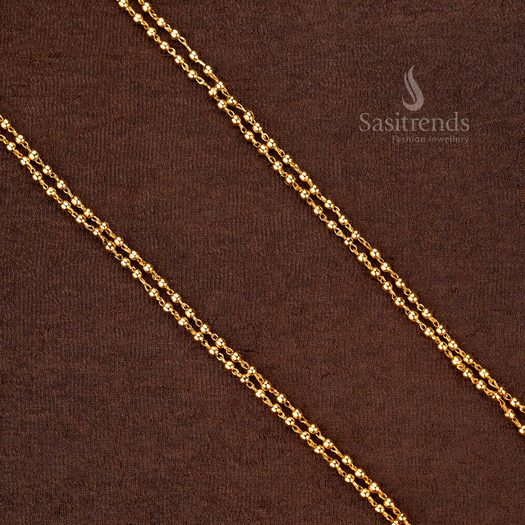 Traditional guaranteed one gram micro gold plated Double layer ball chain - Sasitrends