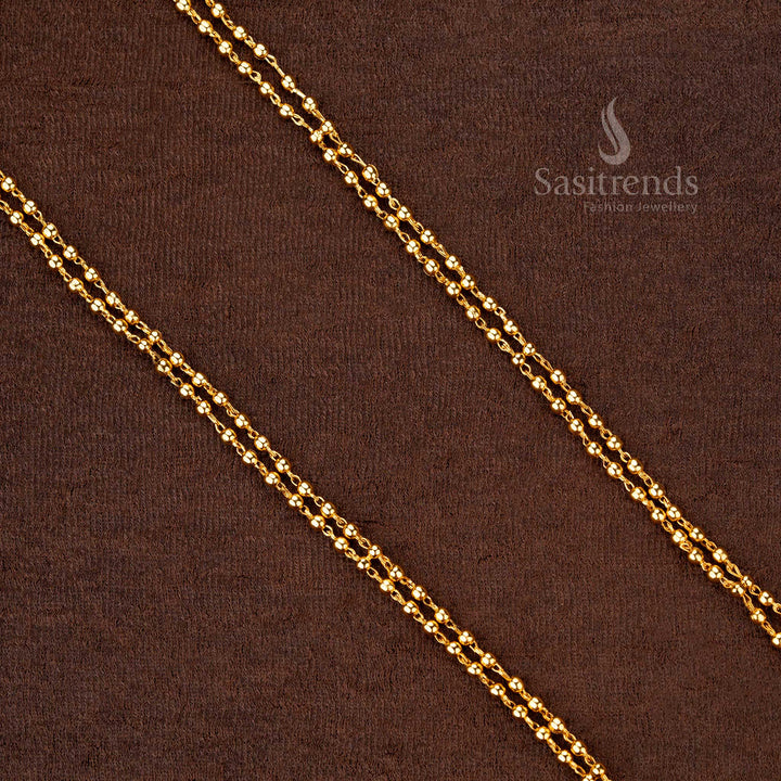 Traditional guaranteed one gram micro gold plated Double layer ball chain - Sasitrends