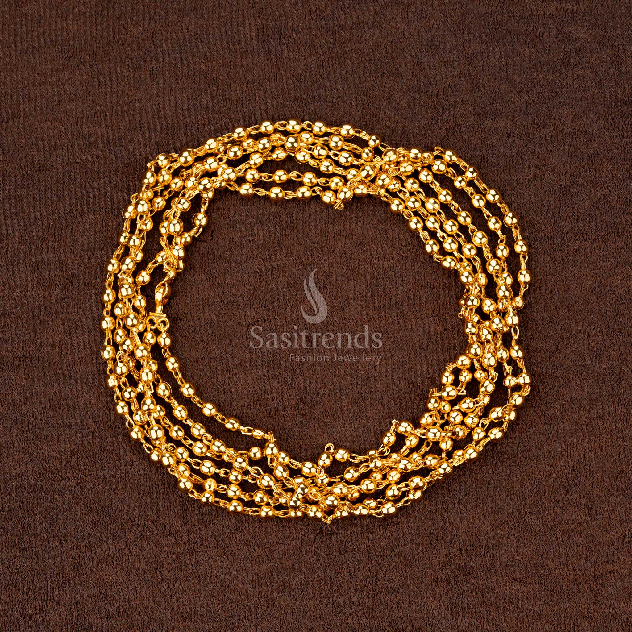 Traditional guaranteed one gram micro gold plated single Layer ball chain -Sasitrends