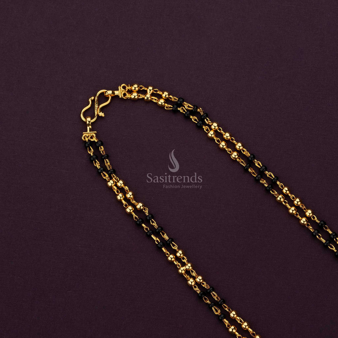 Guaranteed Micro Gold Plated Chain with Black Beads Sasitrends